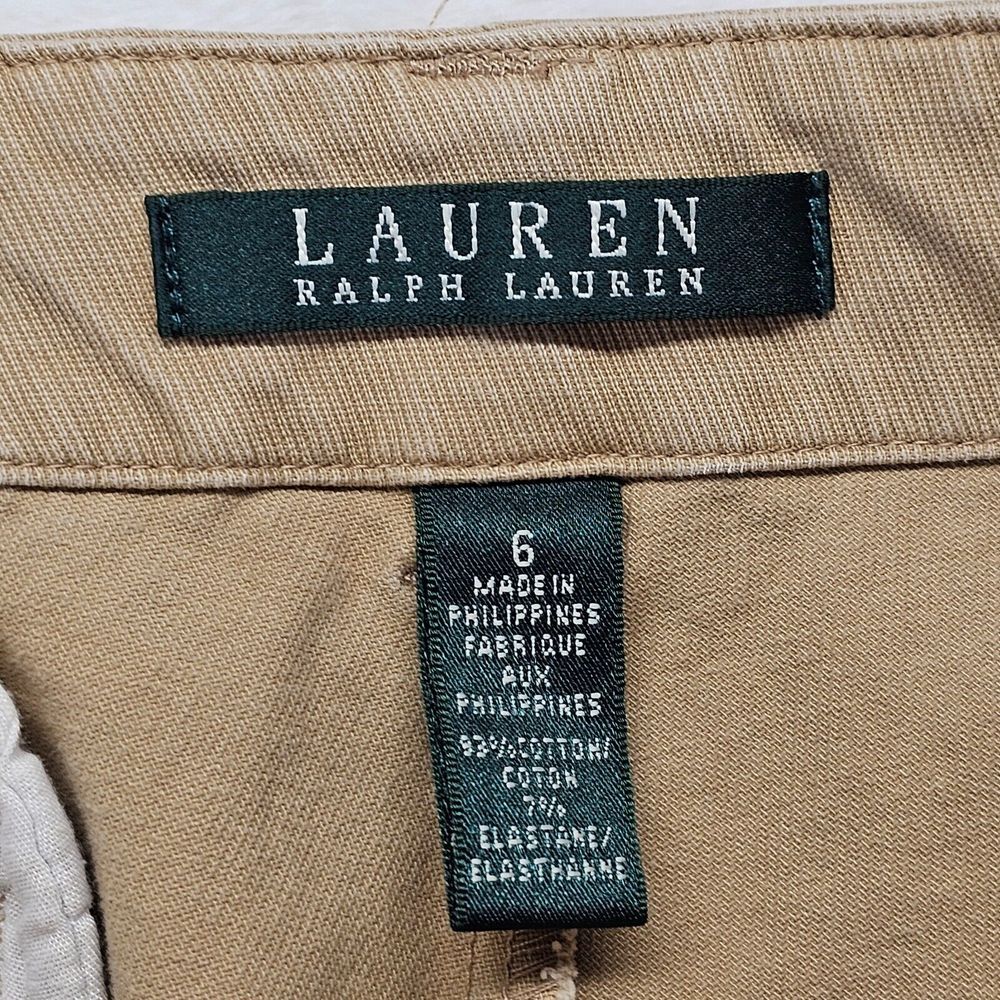 Lauren Ralph Lauren Pants Womens 6 Ankle Zip Leg Low Rise Slash Pockets Tan EUC - Picture 3 of 11